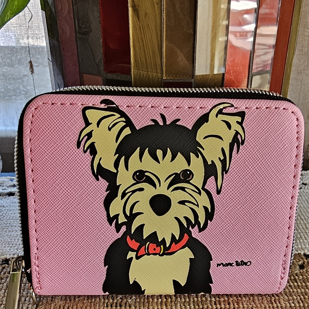 Marc Tetro Yorkie Small Wallet Card Holder Pockets Faux Leather.